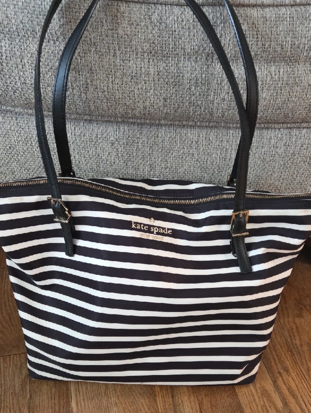 kate spade Black and White Striped Tote
